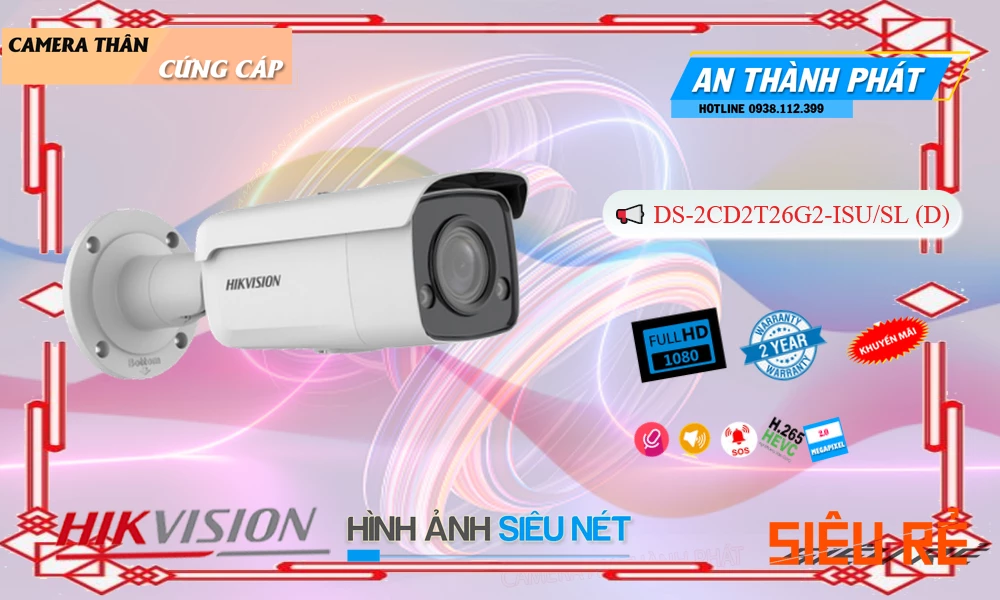Camera Hikvision DS-2CD2T26G2-ISU/SL (D)