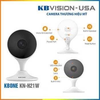 KBONE KN-H21W là camera IP mới nhất dùng cho gia đình, thiết kế nhỏ gọn, độ phân giải 2 megapixel. Được tích hợp wifi, camera dễ dàng cài đặt và kết nối. 